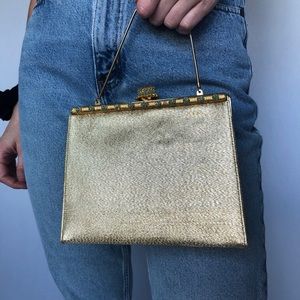 Vintage After Five Gold and Turquoise Evening Bag